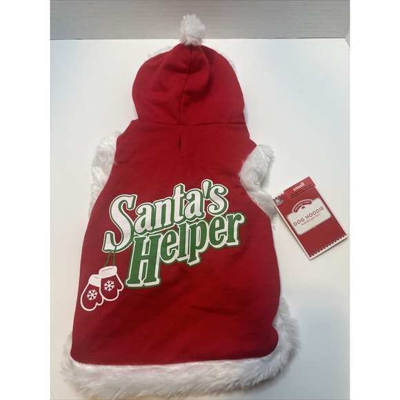 Other - Simply‎ Dog-Christmas Hoodie with Fur Trim, Santa's Helper Size Small NWT